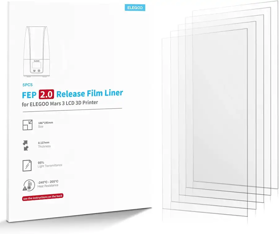 ELEGOO PFA Release Liner Film for Mars 3 and Mars 3 Pro, 5 Pieces